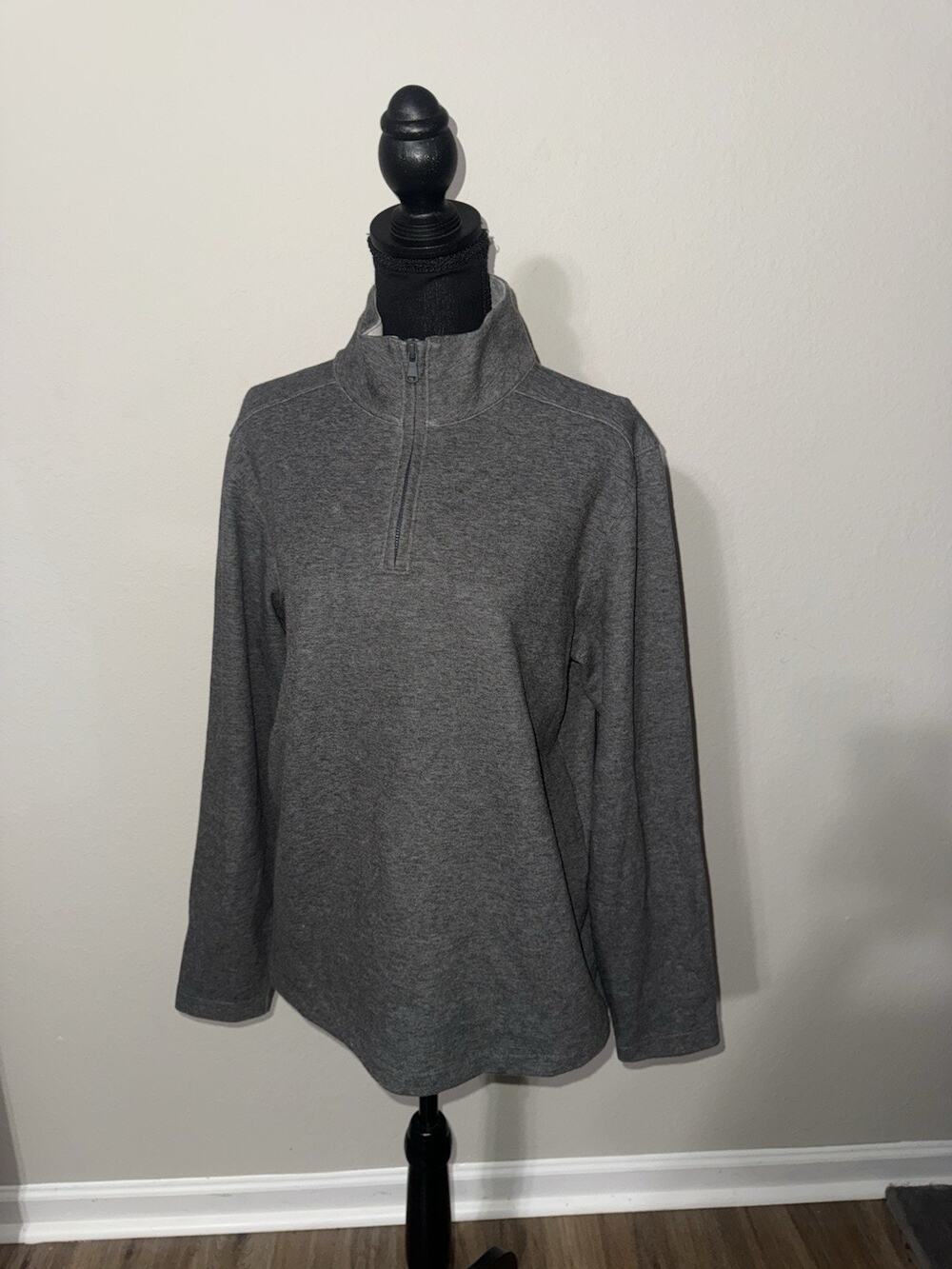 Bonobos Mens Medium Slim Gray Heather Long Sleeve 1/4 Zip Pullover Sweatshirt